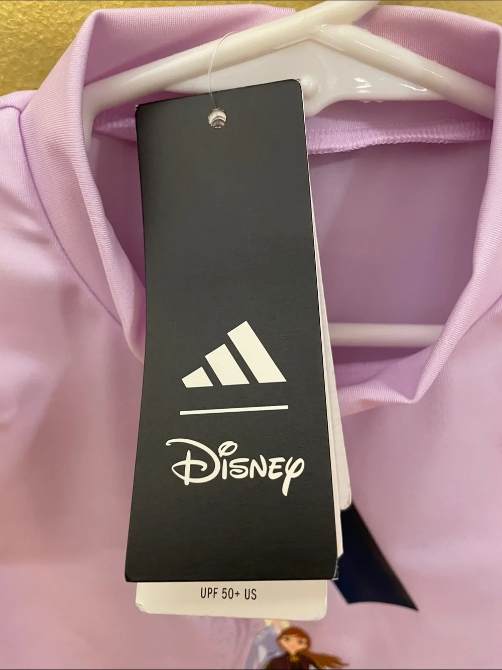 NWT adidas Girls' Light Purple/Pink Long-Sleeve Frozen Graphic Swim Top